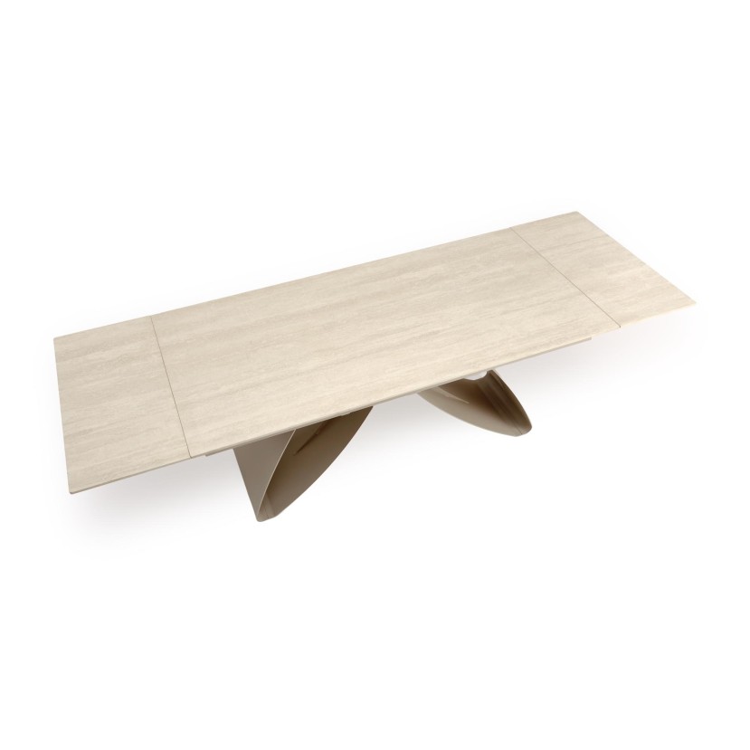 HILARIO extension table, light travertine/cashmere HILARIO extension table, light travertine/cashmere