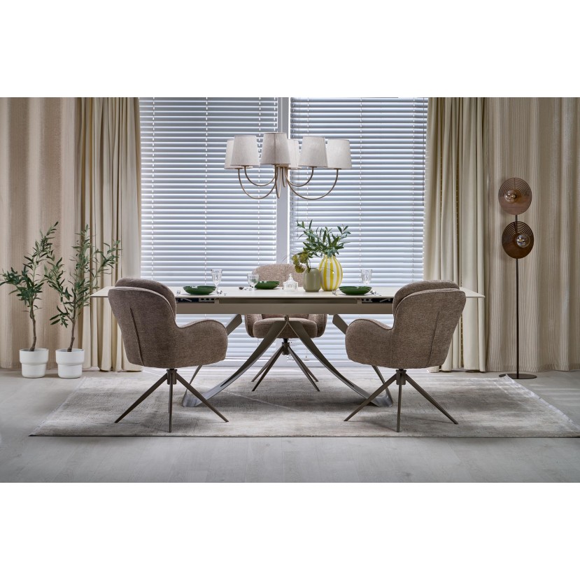 HILARIO extension table, light travertine/cashmere HILARIO extension table, light travertine/cashmere