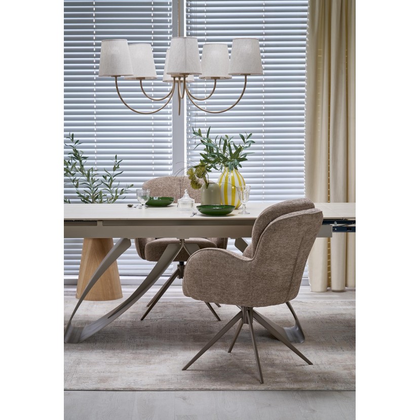 HILARIO extension table, light travertine/cashmere HILARIO extension table, light travertine/cashmere