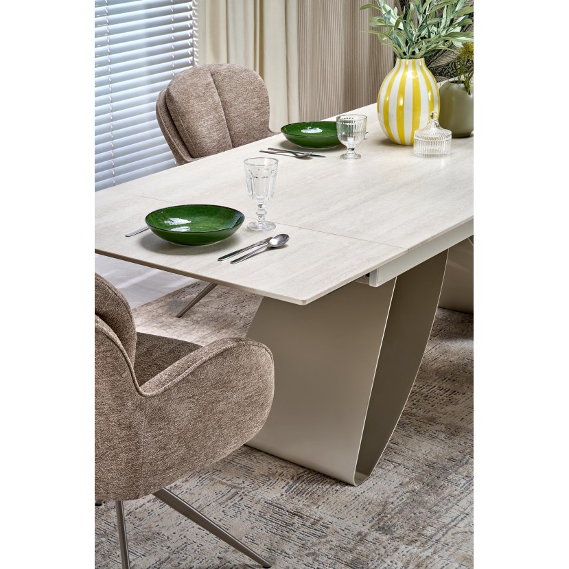 HILARIO extension table, light travertine/cashmere HILARIO extension table, light travertine/cashmere