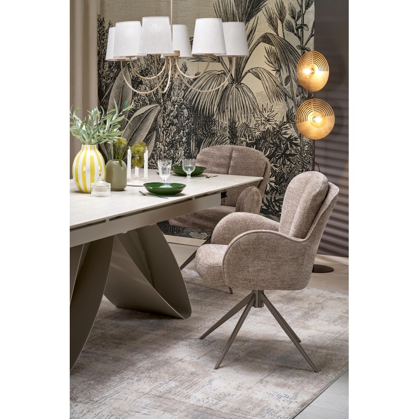 HILARIO extension table, light travertine/cashmere HILARIO extension table, light travertine/cashmere