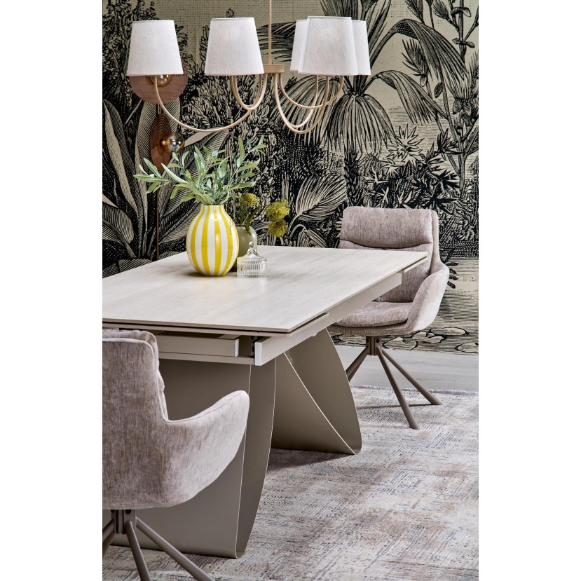 HILARIO extension table, light travertine/cashmere HILARIO extension table, light travertine/cashmere