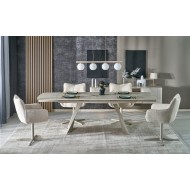 ARMANI extension table, trawertine / cashmere