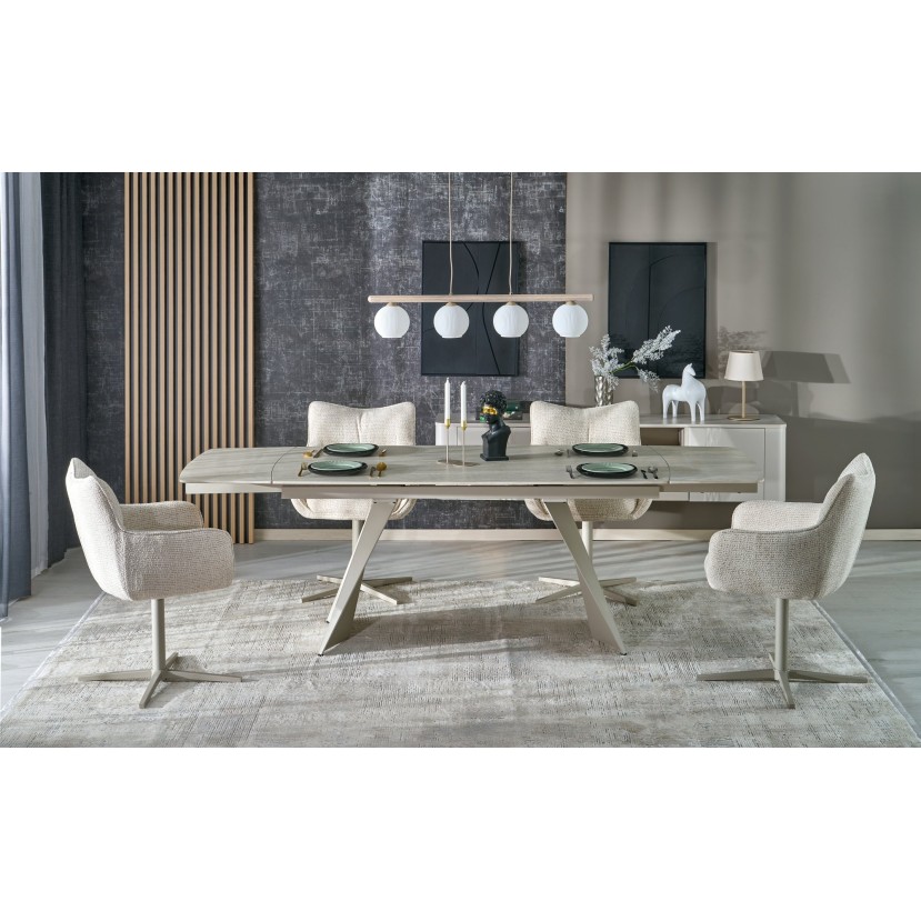 ARMANI extension table, trawertine / cashmere ARMANI extension table, trawertine / cashmere