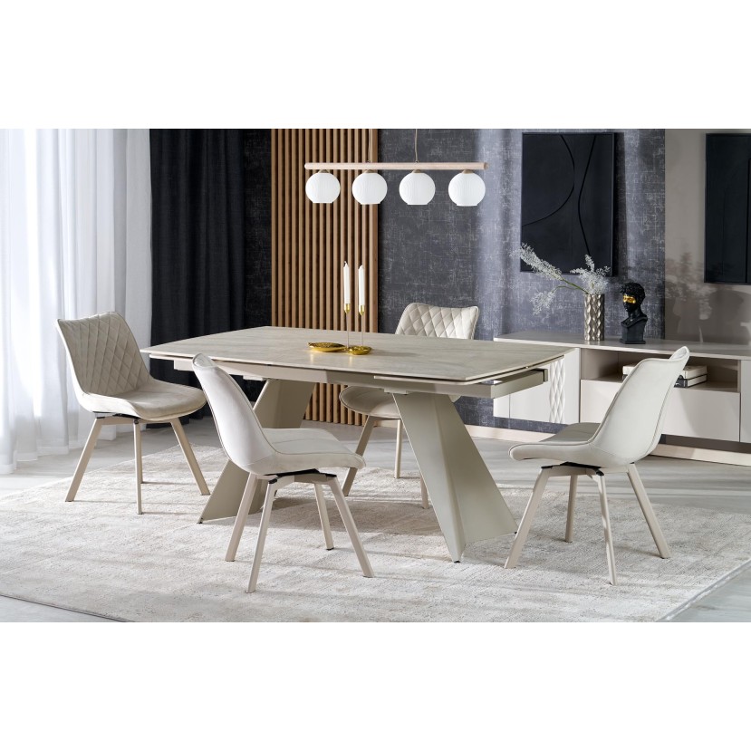 ARMANI extension table, trawertine / cashmere ARMANI extension table, trawertine / cashmere