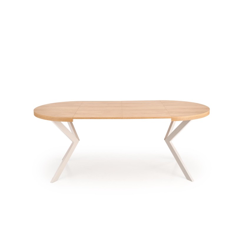 PERONI extension table, hikora oak / cashmere