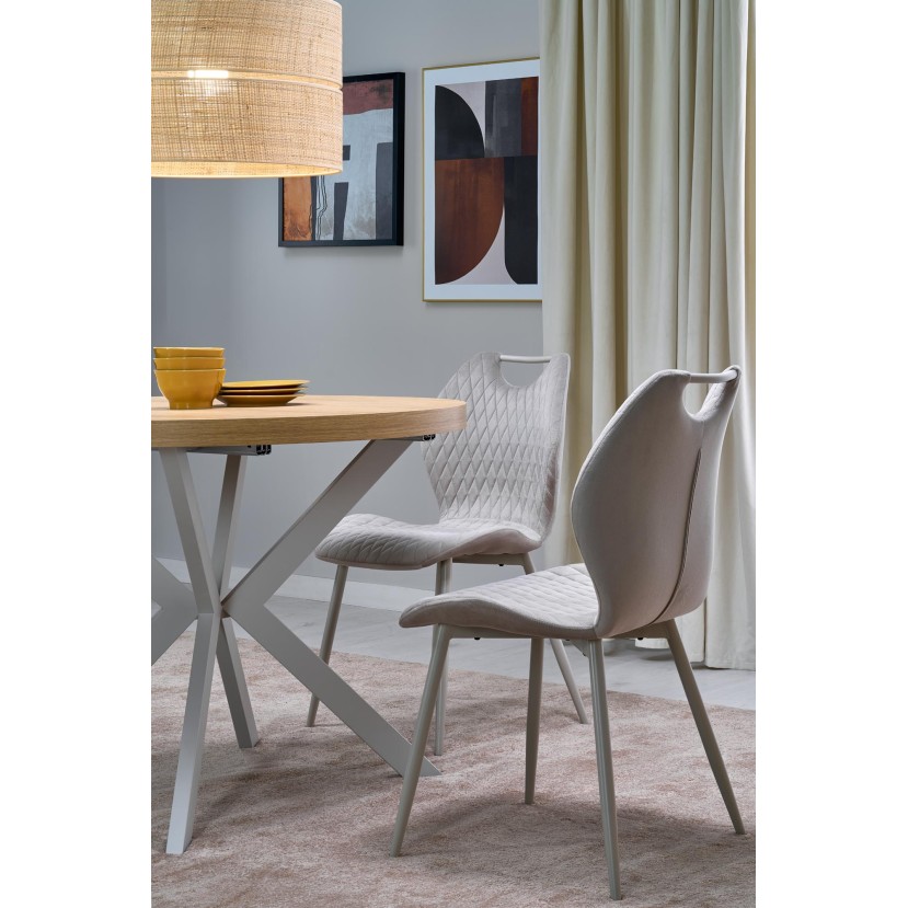 PERONI extension table, hikora oak / cashmere