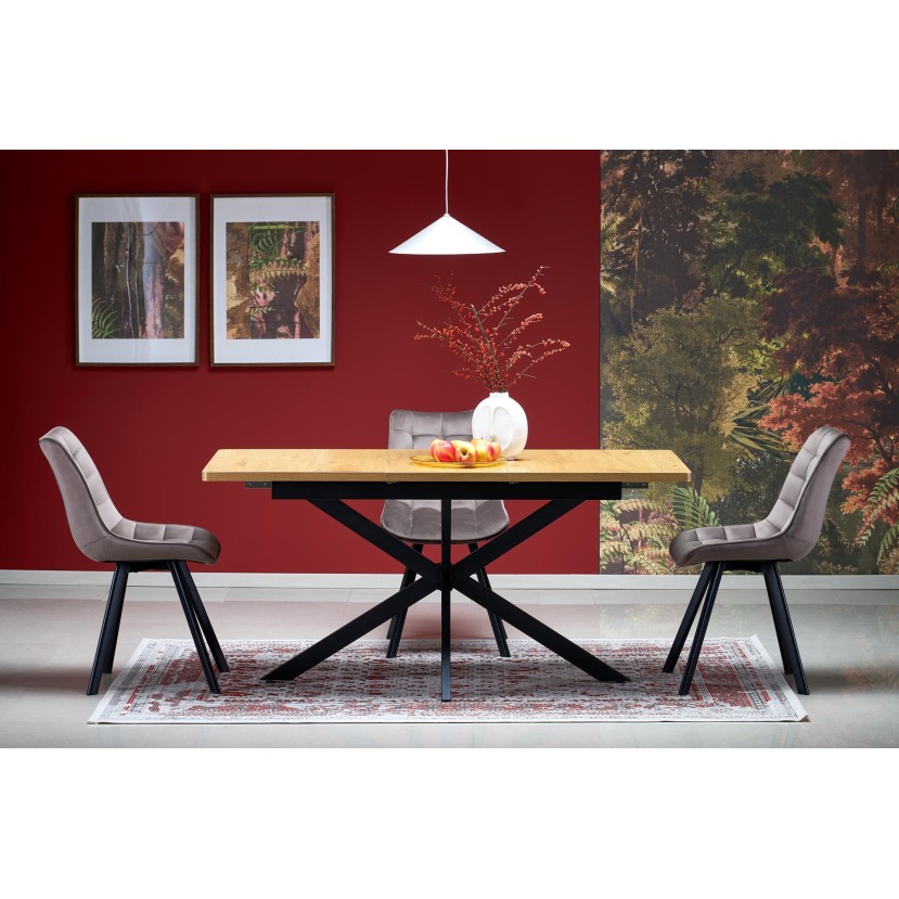 HOLTER extension table, top - gold oak, legs - black HOLTER extension table, top - gold oak, legs - black