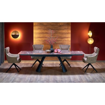 MARVIN extension table, top - maroon marble, legs - black