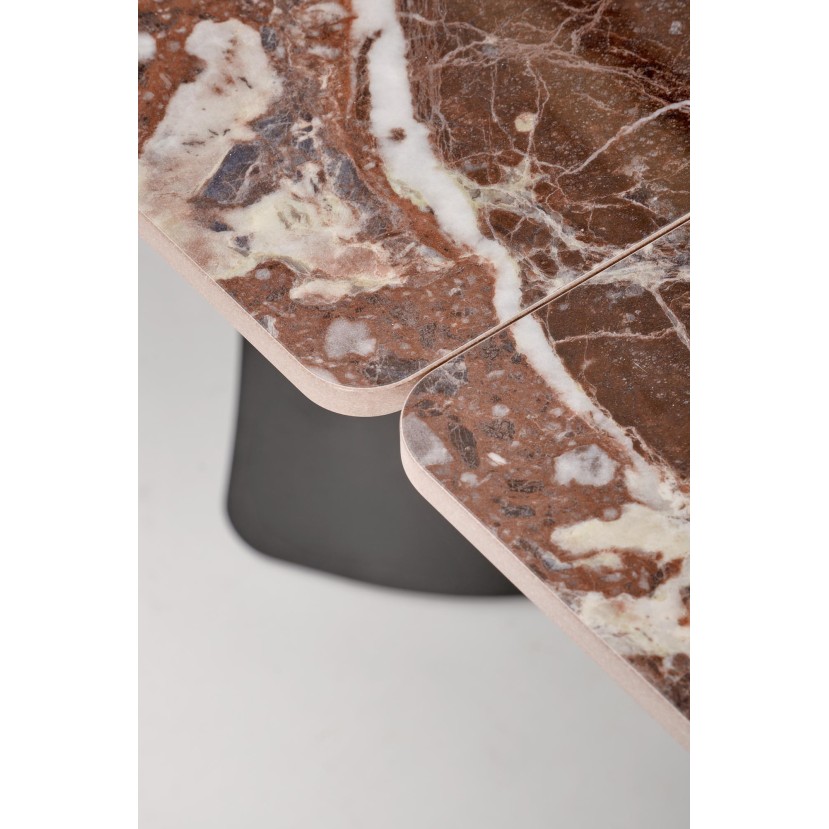 MARVIN extension table, top - maroon marble, legs - black MARVIN extension table, top - maroon marble, legs - black