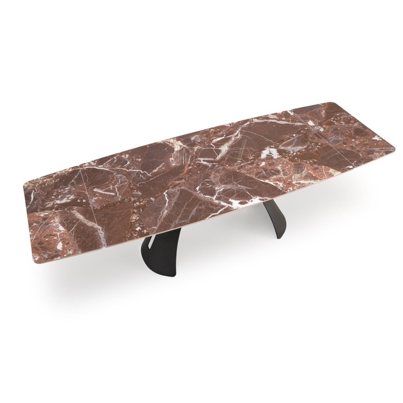 MARVIN extension table, top - maroon marble, legs - black MARVIN extension table, top - maroon marble, legs - black