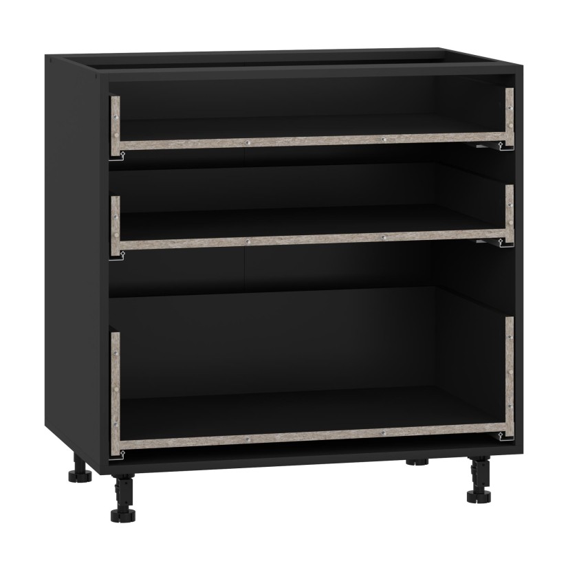 VENTO D3S_H-80/82 carcass, lower cabinet with drawers black