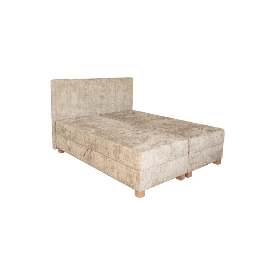 LARGO 160 bed with bedding container and built-in mattress, beige