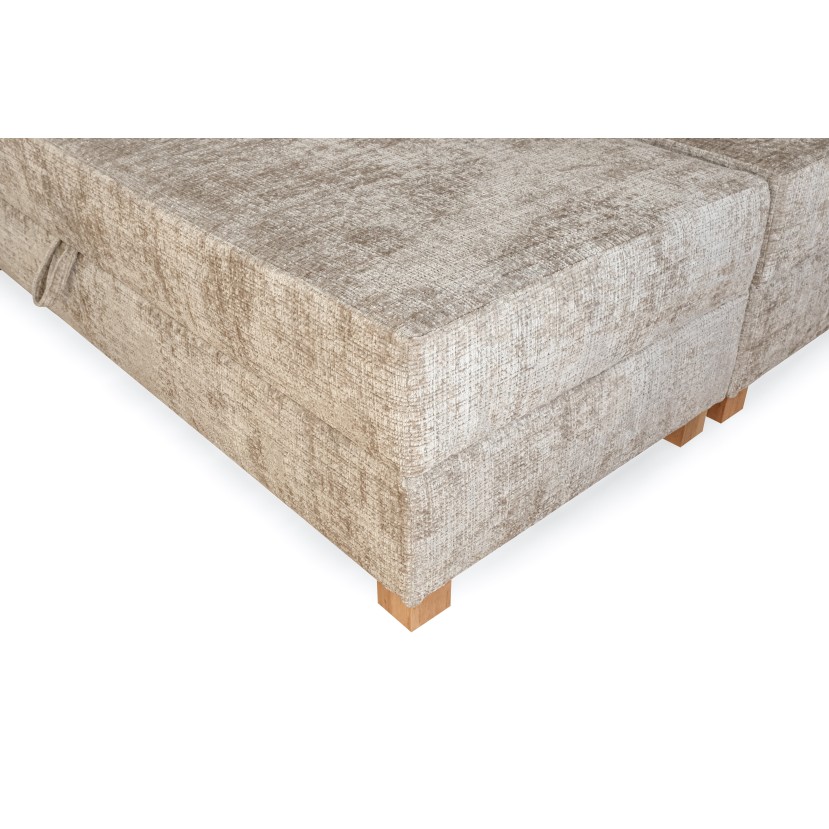 LARGO 160 bed with bedding container and built-in mattress, beige