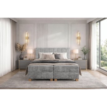 LARGO 160 bed with bedding container and built-in mattress, grey