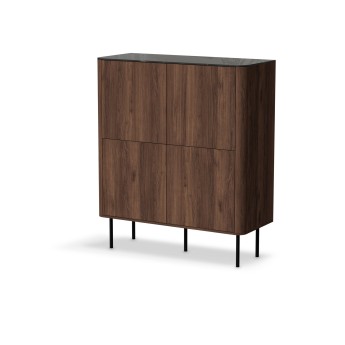 SOLANO KM-2 chest warmia walnut / black marble