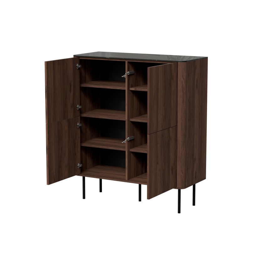 SOLANO KM-2 chest warmia walnut / black marble