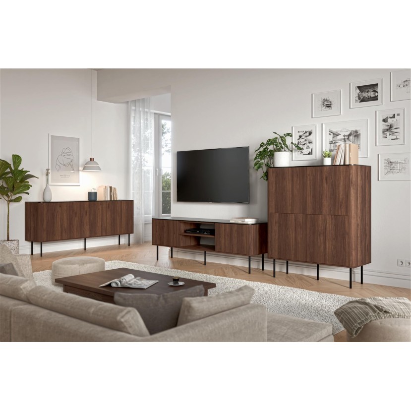 SOLANO KM-2 chest warmia walnut / black marble