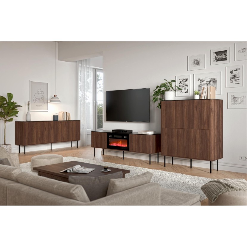 SOLANO KM-2 chest warmia walnut / black marble