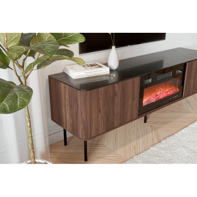 SOLANO KM-1 chest warmia walnut / black marble