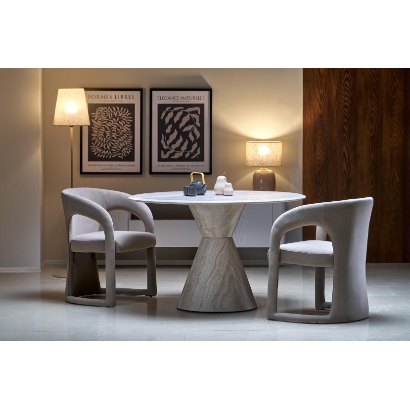 ABBOT round table, light travertine