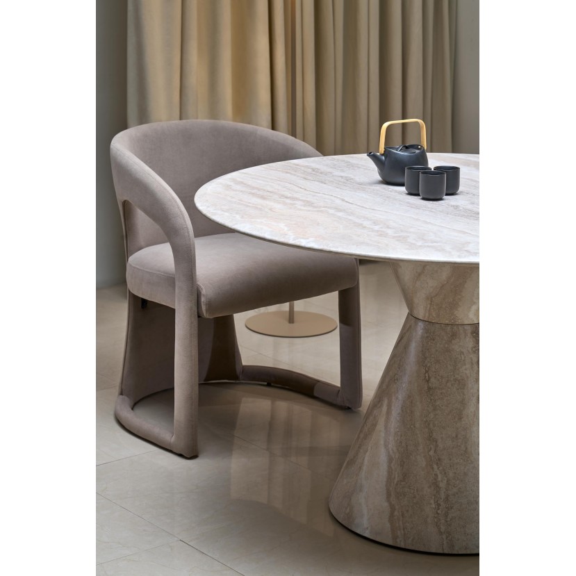 ABBOT round table, light travertine