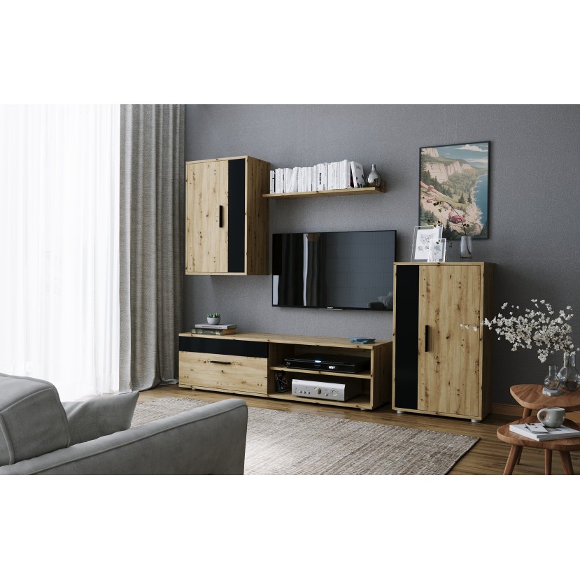 Svetainės komplektas BENSON, spalva: ąžuolo imitacija - juoda